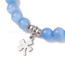 Stretch-Armbänder mit Katzenaugenperlen&nbsp;BJEW-JB12464
