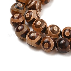 Fili di perle di agata dzi naturale tibetana a 3 occhio&nbsp;G-A240-A03-02