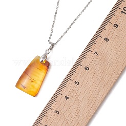 Rechteckiger Anhänger aus natürlichem Bernstein&nbsp;NJEW-JN05981-01