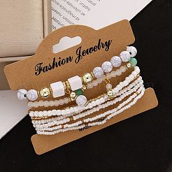 8 ensemble de bracelets extensibles en perles de verre à graines de 8 styles&nbsp;WG2CB6D-02