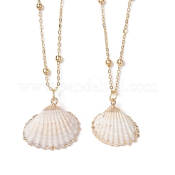 4 pz 4 stili collane con ciondolo in conchiglia naturale placcata&nbsp;NJEW-JN05180-01