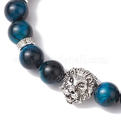 8 mm runde Stretch-Armbänder aus gefärbtem natürlichem Tigerauge und schwarzen Onyxperlen&nbsp;BJEW-TA00516-01