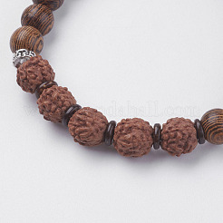 Braccialetti elasticizzati con perle di roccia lavica naturale&nbsp;BJEW-E326-03E
