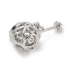 Pendentifs ronds creux en laiton micro pavé de zircones cubiques&nbsp;KK-H080-01P