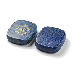 Natürliches Lapislazuli-Rechteck mit Chakra-Zeichenfiguren als Dekoration&nbsp;DJEW-K025-02F