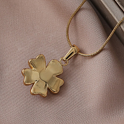 Colliers pour femmes en acier inoxydable 304 émaillé avec pendentif fleur en perle d'imitation&nbsp;ZA2839-2