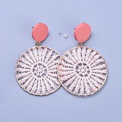 Aretes colgantes tejidos de poliéster de hierro&nbsp;EJEW-JE03225