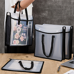 Durchscheinende Tragetaschen aus PP zur Aufbewahrung von Büchern mit Griffen aus Polyester&nbsp;ABAG-WH0039-68A