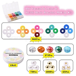 Kit per la creazione di bracciali fai da te sfaccettati e lettere e perline heishi&nbsp;DIY-YW0005-22