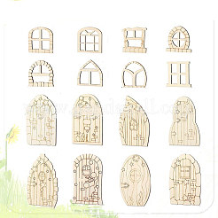 Ornements de figurines de porte de fée en bois&nbsp;WG60624-01