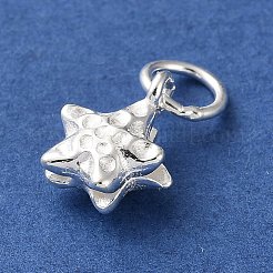 925 strukturierter Sternanhänger aus Sterlingsilber mit Biegeringen&nbsp;STER-H118-06S