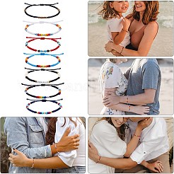 14 Stück 14 Stile Glasperlen & geflochtene Perlenarmbänder und Fußkettchen-Set aus Edelstahl 303&nbsp;SJEW-SW00003-07