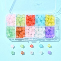 200 Stück 10 Farben Backfarbe Imitation Jade Glas runde Perlen Sets&nbsp;DGLA-FS0001-24