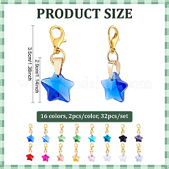 32 pendentif décoratif en verre de 16 couleurs.&nbsp;HJEW-BC00113