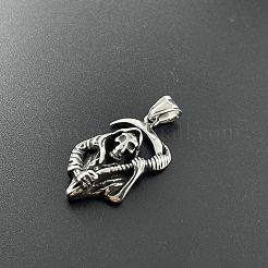Punk schädel sensenmann scythe 304 edelstahl anhänger halsketten hip-hop trendy männer schmuck&nbsp;ZE8864