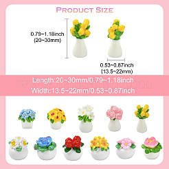 22 pièce 11 styles de décorations florales en résine&nbsp;DJEW-CJ0001-24
