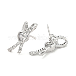 Ohrstecker mit Gestellplattierung aus Messing mit Mikropavé und klaren Zirkonia-Steinen für Damen&nbsp;EJEW-M260-18P