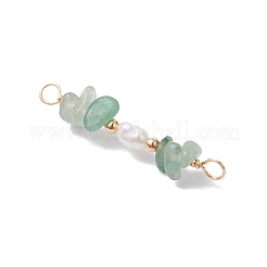 Natürlicher grüner Aventurin-Chip & natürliche Süßwasser-Zuchtperlen-Reisperlen-Verbindungsanhänger&nbsp;PALLOY-JF03707-05