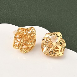 Orecchini a bottone in ottone con fiore&nbsp;EJEW-D337-10G