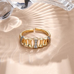 Manschettenfingerringe aus Messing mit Mikropflaster und klarem Zirkonia für Damen&nbsp;RJEW-C116-12G