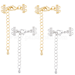 4 pz. 2 colori ottone micro pavé trasparente zirconia cubica estremità con catene&nbsp;FIND-BBC0005-22B