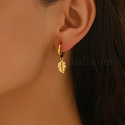 Elegante Creolen aus Edelstahl mit Blattmotiv&nbsp;ZF9434