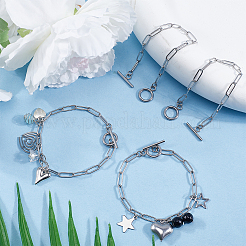 15 Stück 304 Edelstahl Büroklammer Kette Armband Set&nbsp;BJEW-SC0001-23