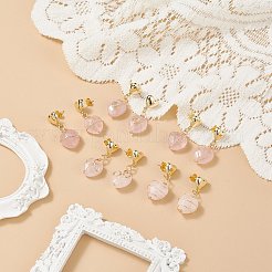 5 Paar 5 Stil natürliche Rosenquarz-Herz-Ohrstecker&nbsp;EJEW-JE05083