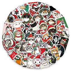 Autocollants imperméables en PVC pour chat de Noël&nbsp;PW-WG33E9A-01