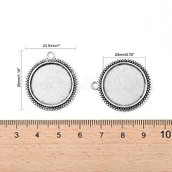 Tibetischer Stil Legierung flache runde Anhänger Fassungen&nbsp;TIBEP-M022-34AS