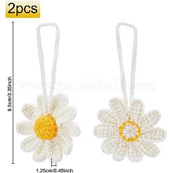 2 decorazione a forma di margherita in cotone all'uncinetto fatta a mano&nbsp;HJEW-FG0001-10
