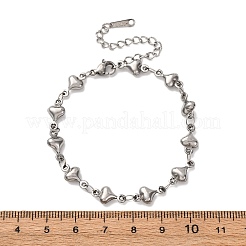 304 Edelstahl-Herzgliederarmbänder für Damen&nbsp;BJEW-L706-03P
