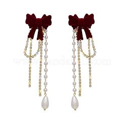 Pendientes de botón con borla y lazo de aleación con rhinestone de cristal&nbsp;FS-WGAF2AD-02