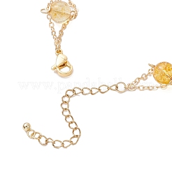 Bracelets à maillons en perles rondes de quartz jaune naturel pour femmes&nbsp;BJEW-JB12149-03