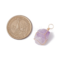 Pendentifs enveloppés de fil de cuivre d'améthyste naturelle brute brute&nbsp;PALLOY-JF02787-02