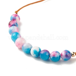 Pulsera redonda de cuentas trenzadas de jade blanco natural&nbsp;BJEW-JB07969-01