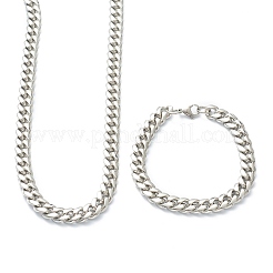 Schmucksets aus kubanischen Gliederketten und Armbändern aus Edelstahl 304&nbsp;SJEW-B019-03C-P