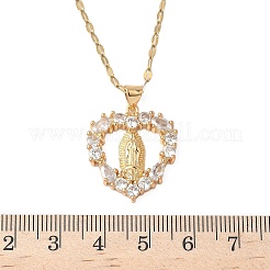 Halsketten mit hohlem Anhänger aus Messing mit Kristall-Strass&nbsp;NJEW-P331-01B-G