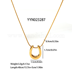 Stilvolle Halsketten aus 304 Edelstahl mit U-förmigem Hufeisenanhänger und runder Schlangenkette für Damen&nbsp;LH2412
