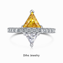 Rhombus rhodinierte 925 Sterling Silber Micro Pave Zirkonia Fingerringe für Damen&nbsp;RJEW-F168-02P