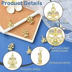 6 pendentif en laiton serti de micro-pavés de zirconiums cubiques&nbsp;KK-CJ0005-74