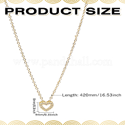 1 Stück Halsketten mit hohlem Herzanhänger aus Messing und Kristall-Strass für Damen&nbsp;NJEW-LP0002-84