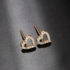 Orecchini da donna in ottone con micro pavé di zirconi cubici&nbsp;EJEW-F418-21G