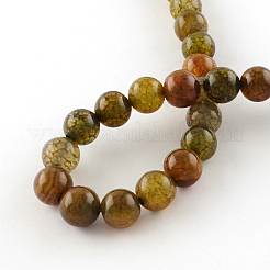 Teints veines de dragon naturel agate brins de perles rondes&nbsp;X-G-R342-8mm-08