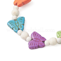 Schmetterling synthetische türkisfarbene Perlen Stretch-Armbänder für Mädchen&nbsp;BJEW-JB12120