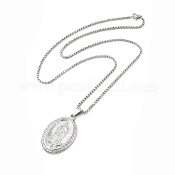 Collier pendentif vierge marie en acier inoxydable anti-ternissement avec chaînes à claquettes pour femme&nbsp;LS-NJEW-E066-01P