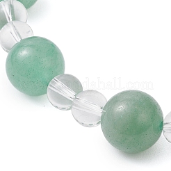 Bracelets extensibles à perles rondes en aventurine verte naturelle et cristal de quartz synthétique&nbsp;BJEW-JB12246-03