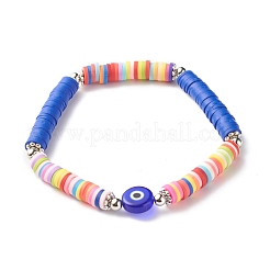 Braccialetto elastico fatto a mano con perline heishi in argilla polimerica&nbsp;BJEW-JB07372