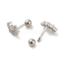 925 orecchini da donna in argento sterling con micro pavè di zirconi cubici&nbsp;EJEW-E307-04P