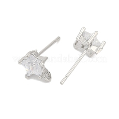 Accessoires de puces d'oreilles en laiton zircone cubique claire micro pavé&nbsp;KK-Z099-02P-04